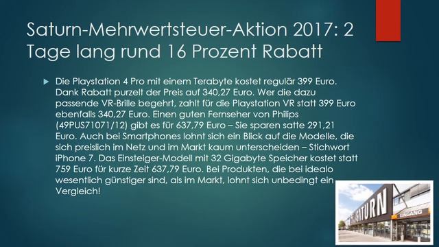 Saturn-Mehrwertsteuer-Aktion 2017: 2 Tage lang rund 16 Prozent Rabatt