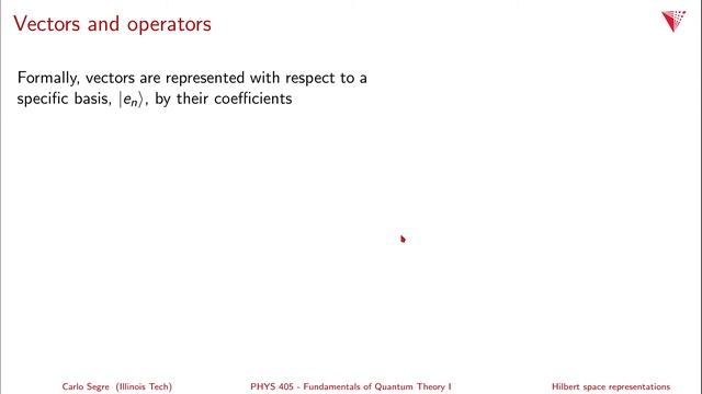 3.05 Representations of Hilbert space
