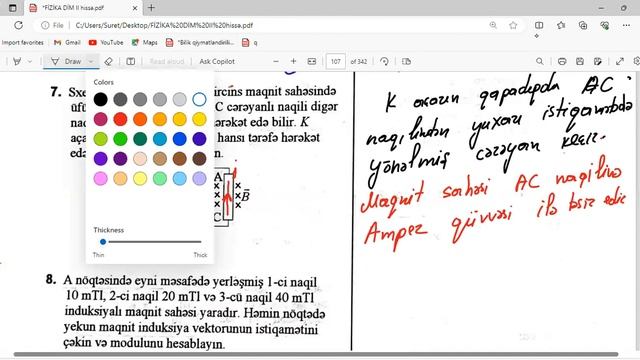 Maqnit sahəsi və maqnit induksiyası Ətraflı yazılı cavab tələb olunan tapşırıqların izahı. DİM2024