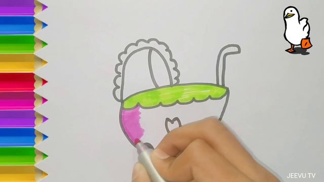 Bolalar uchun Bolalar aravachasi rasm chizish/Drawing Baby Stroller for children/Рисование для дете