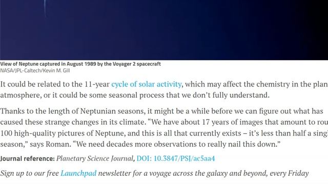Neptune is getting Cooler & Scientists don't know why! +Neptune sinks a Battleship.
