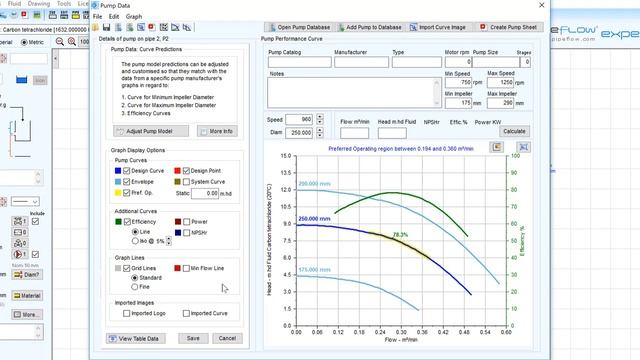 Pipe Flow Expert Software Pump Series Predicted Pump Performance Graph