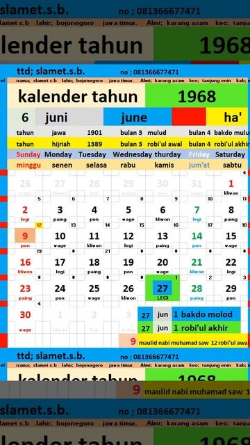 kalender tahun 1968 #kalender #blog #shorts #edukasi #gerhana #calendar #earth #eclipse #geography
