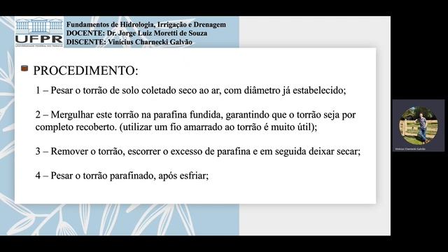 FHID - Vinícius Charnecki Galvão: Massa específica (densidade) do solo: Método do Torrão e Parafina
