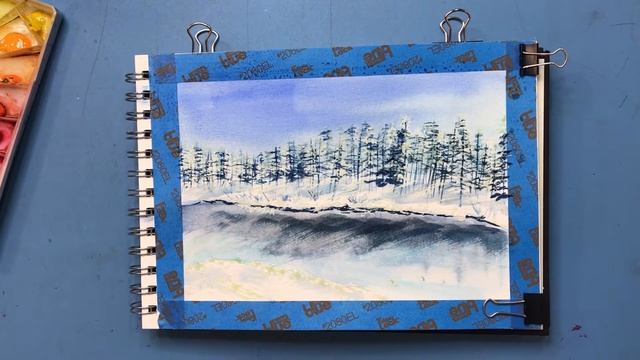 Winter watercolor painting time lapse || Monochromatic Pallet
