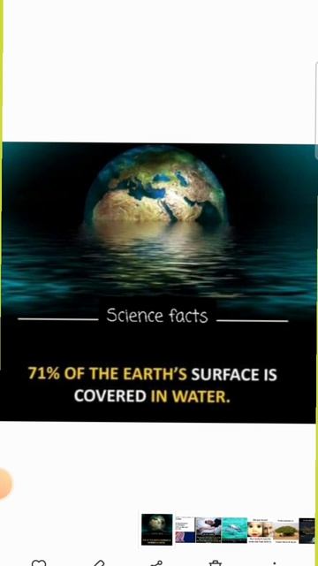 71% of the Earth's surface is covered with water #sciencefacts #youtubeshorts #earth #shorts #facts