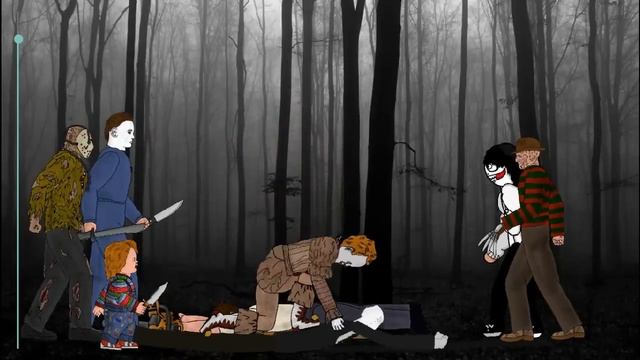 SLENDER MAN vs IT Pennywise vs Jason Voorhees, Freddy, Michael, Leatherface, Chucky, Ghostface, Jeff