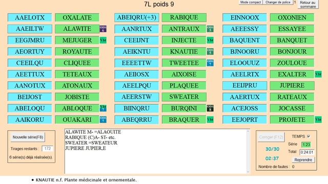 Vocabulaire : mots de 7 lettres LC (niveau confirmé) #9