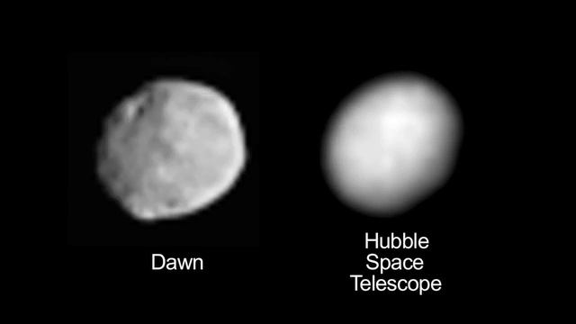 Dawn and Hubble Views of Vesta