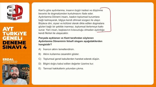 3D Türkiye Geneli Deneme Sınavı 4 - AYT - A Sosyal Bilimler 02 Soru Çözümleri