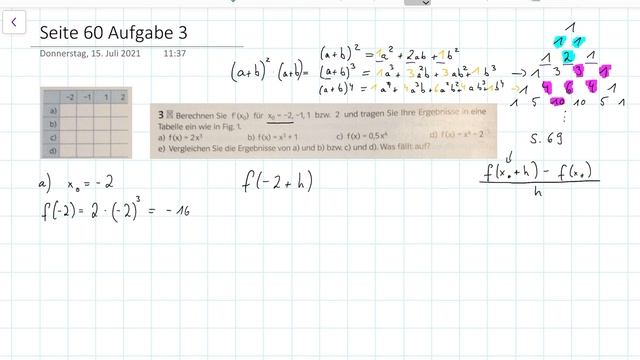 EF: Übung - f‘(x_0) berechnen mithilfe des Pascal’schen Dreiecks