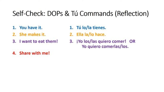 Practicar DOPs & Affirmative Tú Command Form