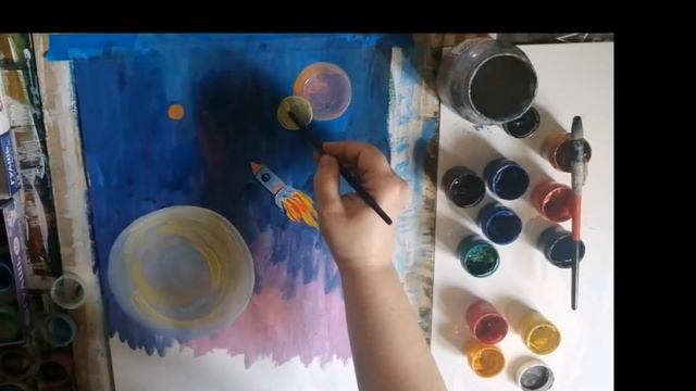 Как нарисовать космос гуашью / мк для детей и взрослых /художник Симоненко Любовь