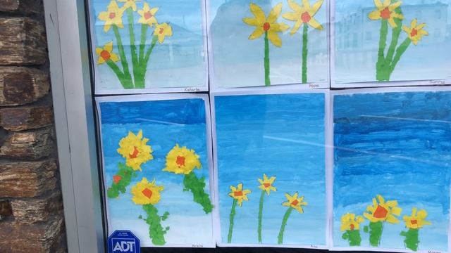 Mercury Bay Area School daffodil artwork display for Daffodil Day