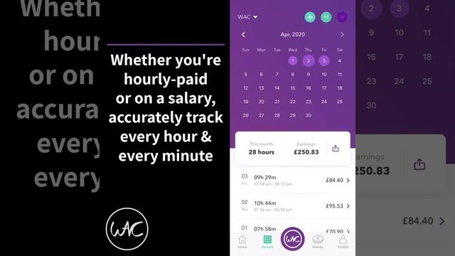 WAC App - Track hours, pay & bills