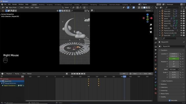 Creating Cute Crescent Moon Scene - Blender Time-lapse