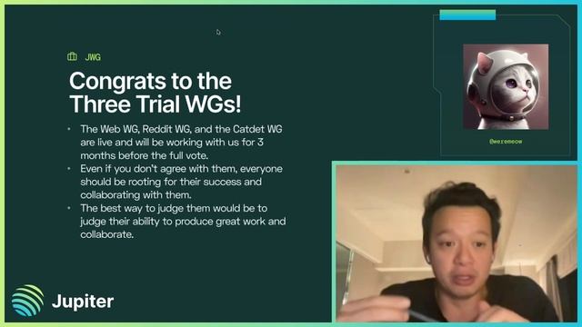 Trial Working Groups: Catdets, Reddit & jup.eco