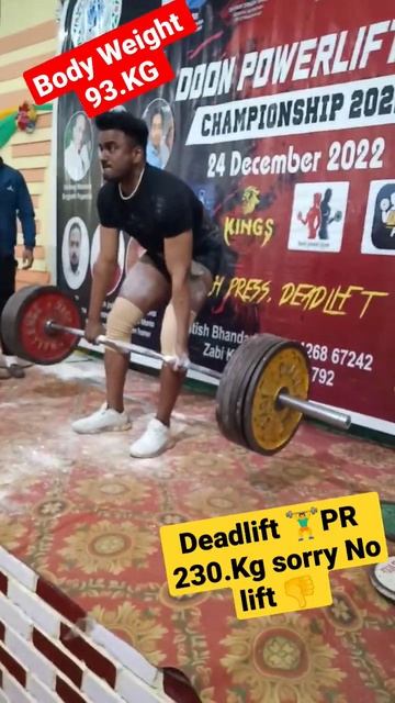 230 KG 💔Deadlift P R Weight 93 KG #shorts #powerlifting#shortvideo #workout#yotubeshorts #trending🏋