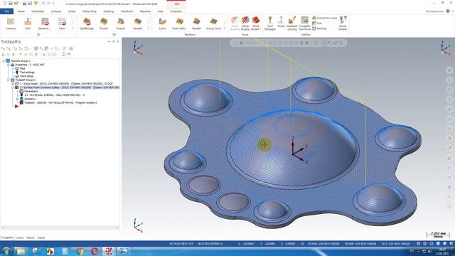 "Гребешковая" поверхностная обработка в MasterCAM /Constant Scallop Toolpath in MasterCAM