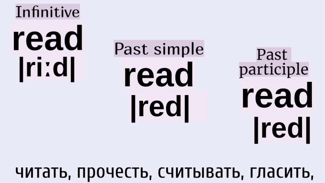 Неправильные глаголы в примерах👉read, read, read