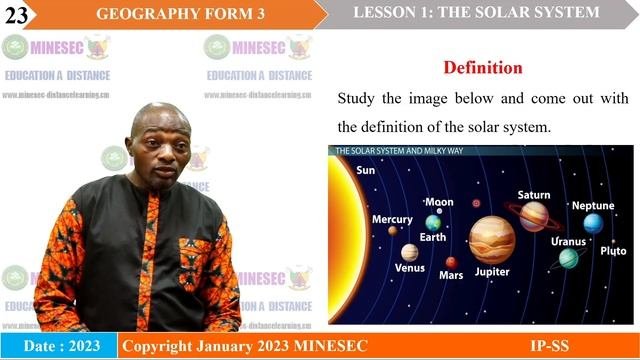 IP-SS GEOGRAPHY Form 3 Lesson 1 The SOLAR SYSTEM