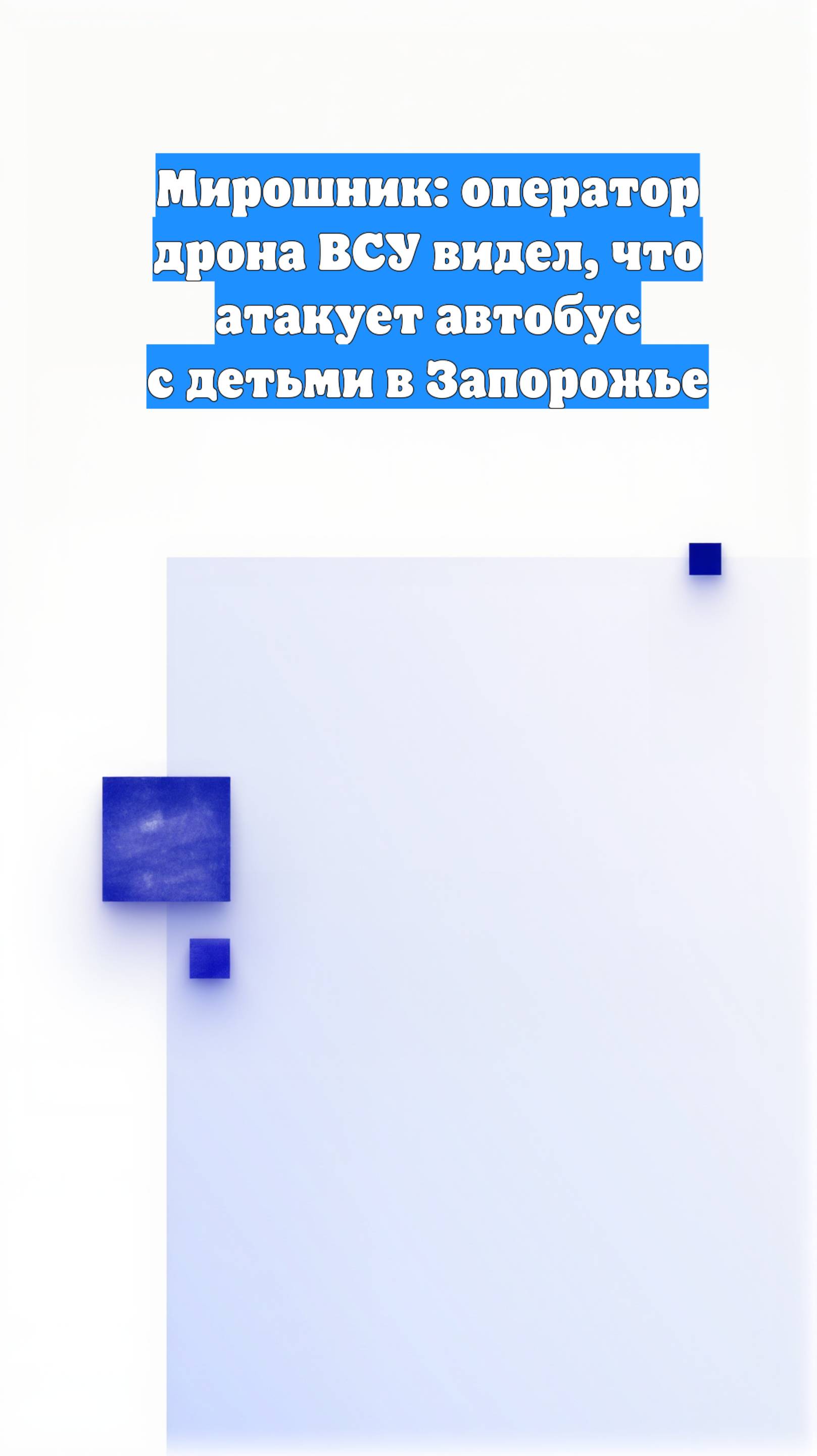 Мирошник: оператор дрона ВСУ видел, что атакует автобус с детьми в Запорожье