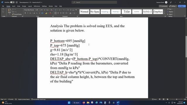 Thermodynamics 1-57 Solve Prob. 1–56 using appropriate software.Print out the entire solution,