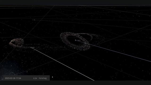 EARTH AND MOON WITH SARUTN´S RINGS... 1 year time lapse in 3 minutes