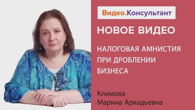 Видеоанонс лекции М.А. Климовой "Налоговая амнистия при дроблении бизнеса"