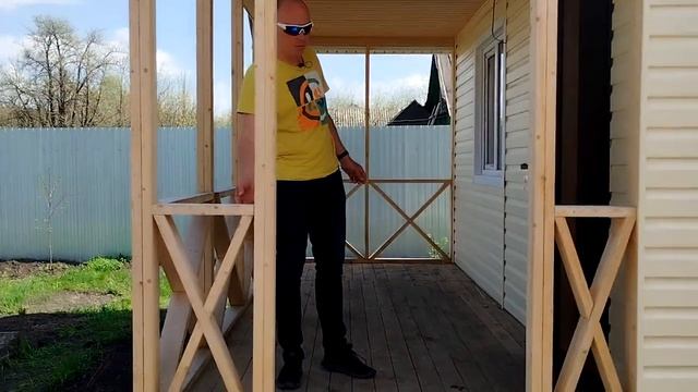 Каркасный дачный дом 5х7 с террасой! Под виниловым сайдингом.