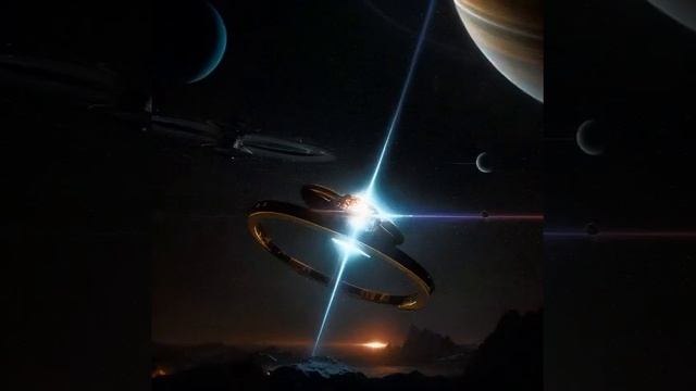 Dark Star a Night Sky a Shadow Neptune Ice Giant has Five Rings and Four Prominent Ring Arcs Mecha