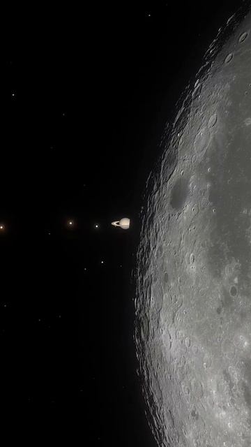 Saturn photobombing the moon. Made using Space Engine. #saturn #space