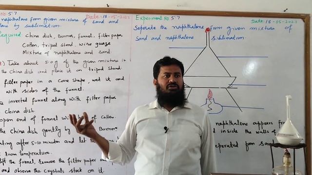 Separate Naphthalene from the given mixture of sand and naphthalene | Experiment # 5.7