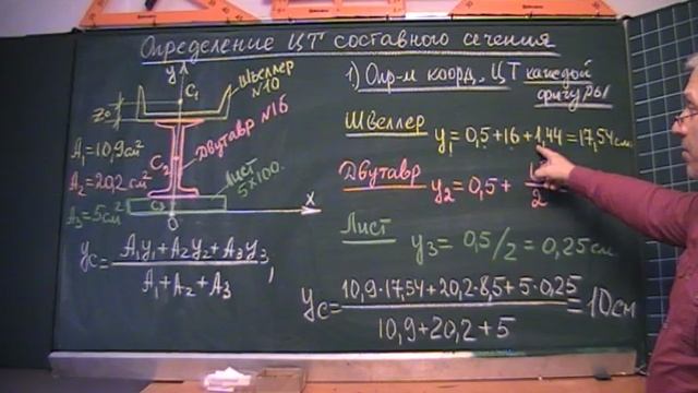 Определение ЦТ составного сечения