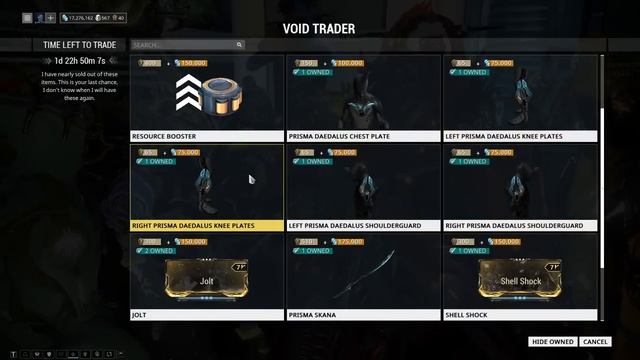 Warframe Void Trader 4/22/2016