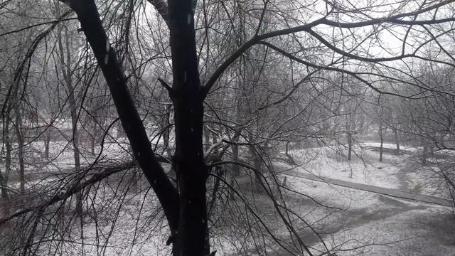 Снег в Алчевске 18 марта