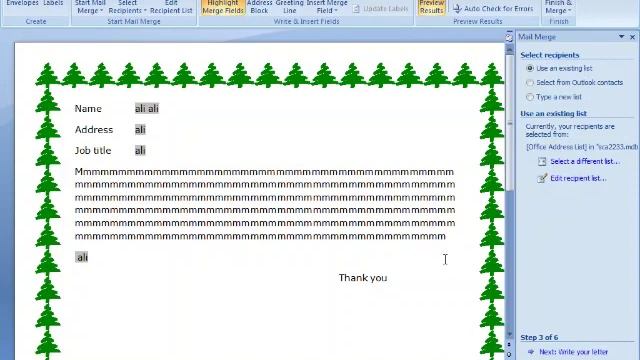 How to use Msword Mail merge lecture Number 18