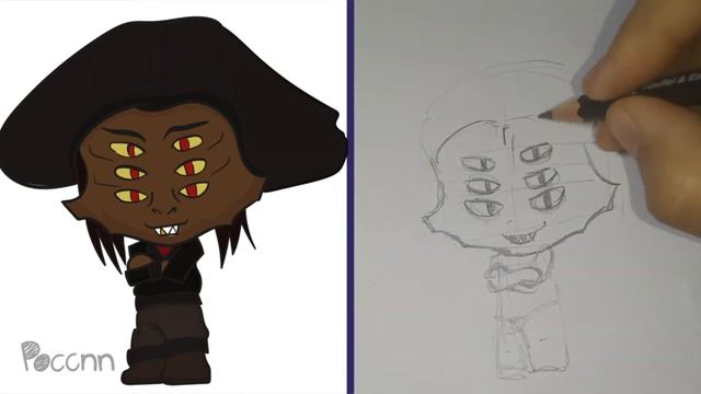 Cómo dibujar al Cápitan Flint Chibi (El Planeta del Tesoro)