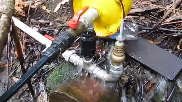 modified ram pump foot valve in action