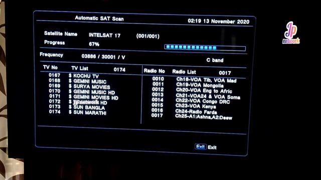 Eurostar ES-10 Satellite Receiver | Intelsat 17 - 66E Channel searching - signals & frequency