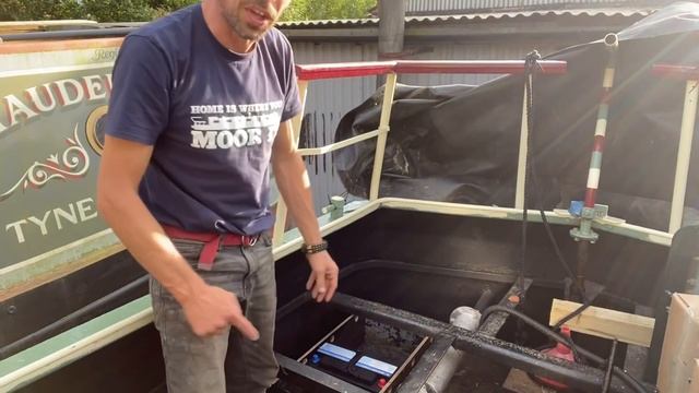 236. Final topcoat and new batteries on the Narrowboat