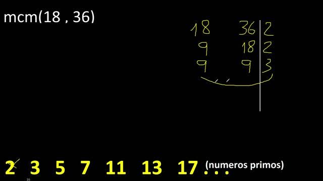 mcm 18 y 36 , minimo comun multiplo , mcm(18 , 36)= como se halla , ejemplos