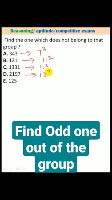 odd one out mcqs reasoning #shorts#reasoningmcqs #mathtimez #oddoneoutpuzzle #reasoningpuzzles