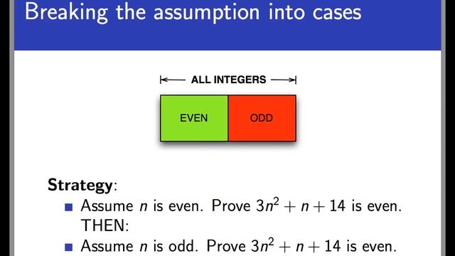 Proof by cases, part 1 (Screencast 3.4.1)