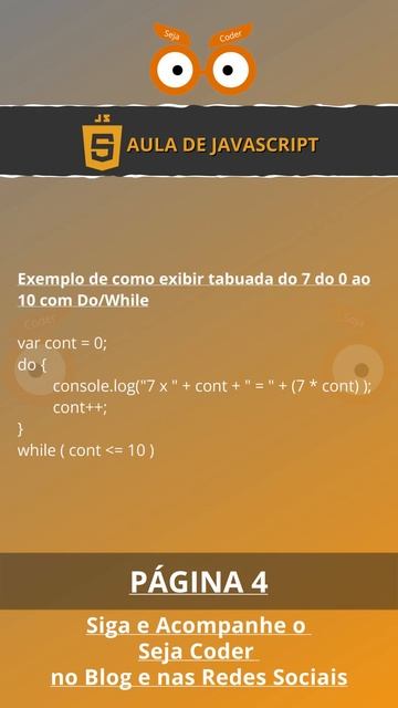 Javascript - Laço Do/While (Exibir Tabuada Do 7) | Seja Coder #shorts