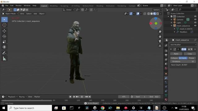 Holocap (volcap) to blender using cap2obj and stop motion obj blender plugin