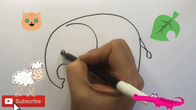 How To Draw a Cute Elephant | Bolalar uchun fil rasm chizish | рисуем слона для детей