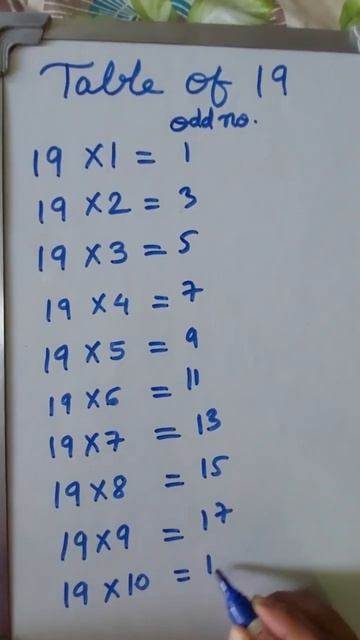 Table of 19|multiplication table of 19|19 times table#shorts