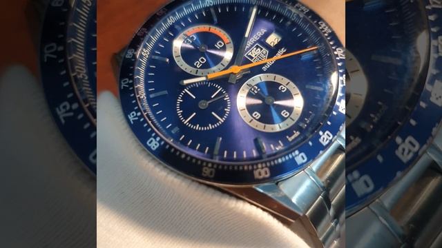 vintage tag heuer carrera calibre 16 burst blue 40mm