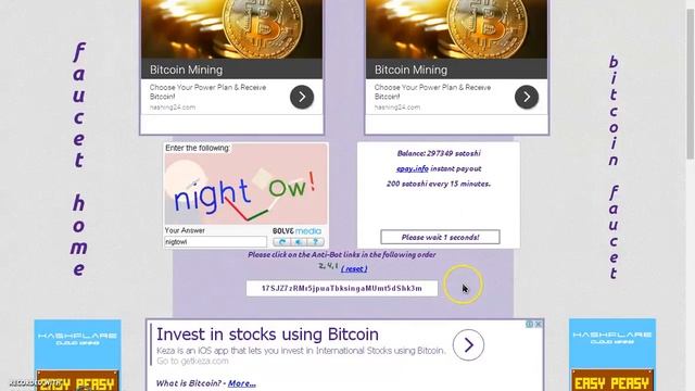 Биткоин Кран Faucethome 200 satohi каждые 15 минут!!!